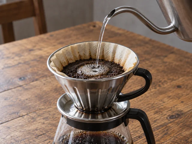 ゆっくりとハンドドリップするコーヒーのイメージ